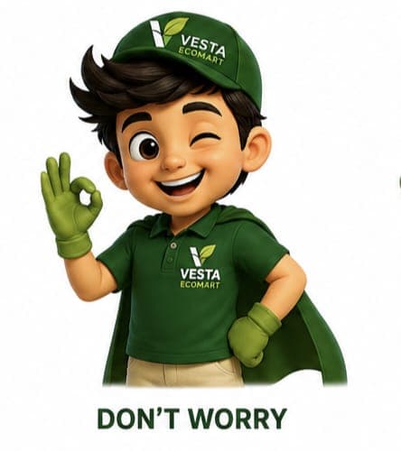 Vesta, the VESTA Ecomart mascot, giving an OK sign